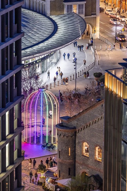 The German Gymnasium restored (right) and David Chipperfield Architects' iron-columned One Pancras Square