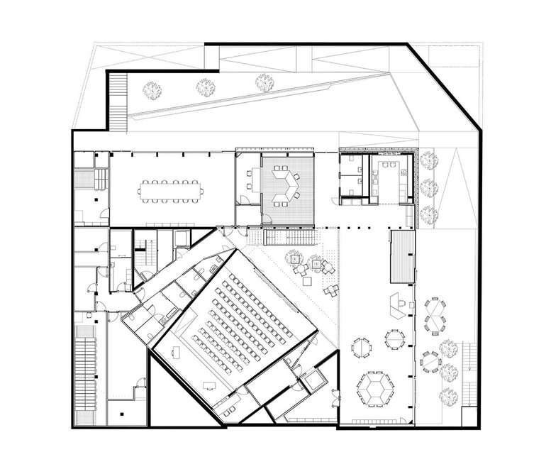 Basement level plan with conference space