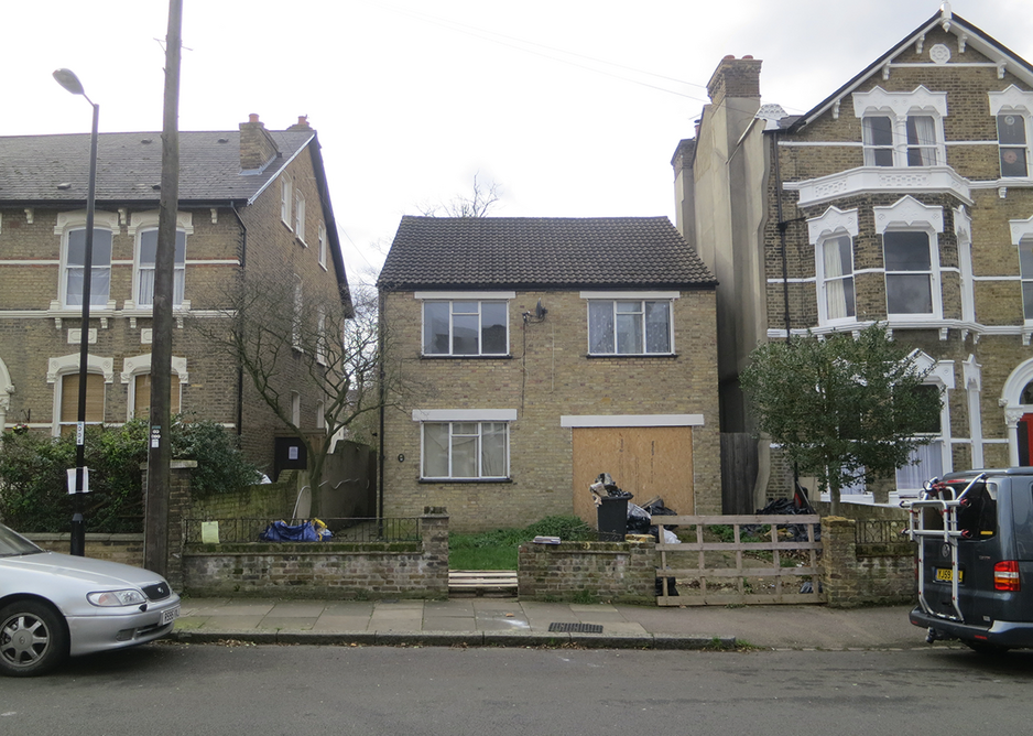 The front and rear elevations of the original 1950s home, built on a bomb site.