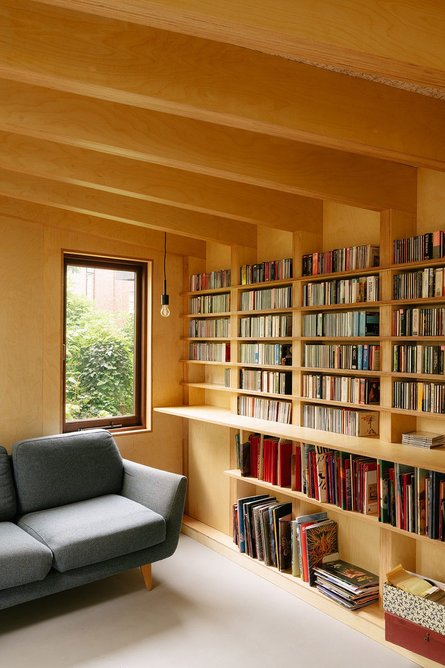 The ceiling is cork-lined to improve acoustic performance.