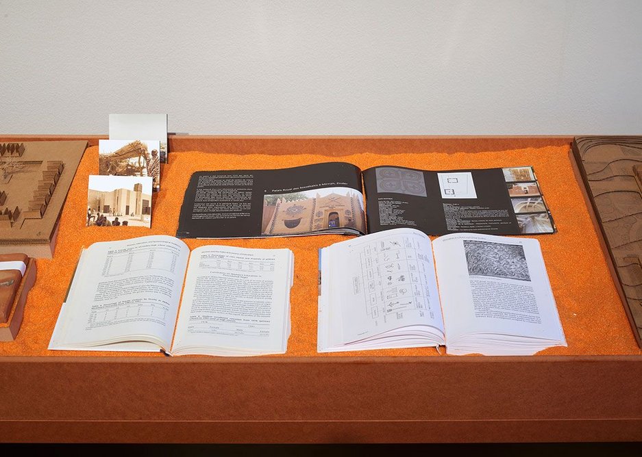 Drawings, models, photographs and materials from Atelier Masōmī in the display