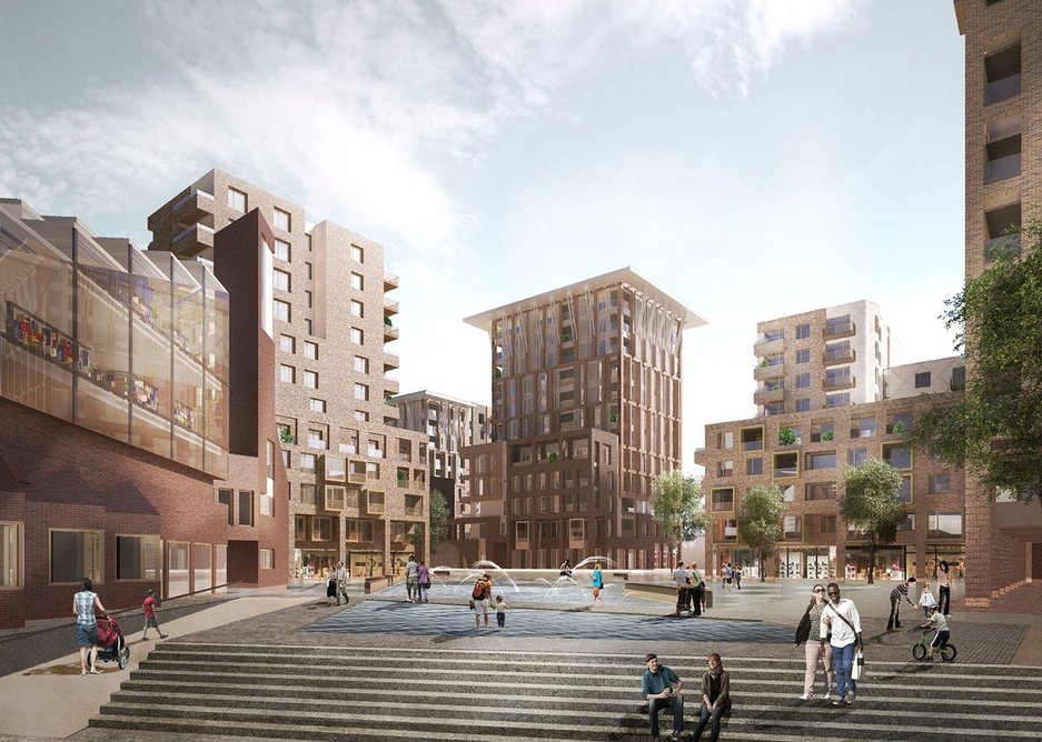 Visualisation of Lakeside Square, south Thamesmead.