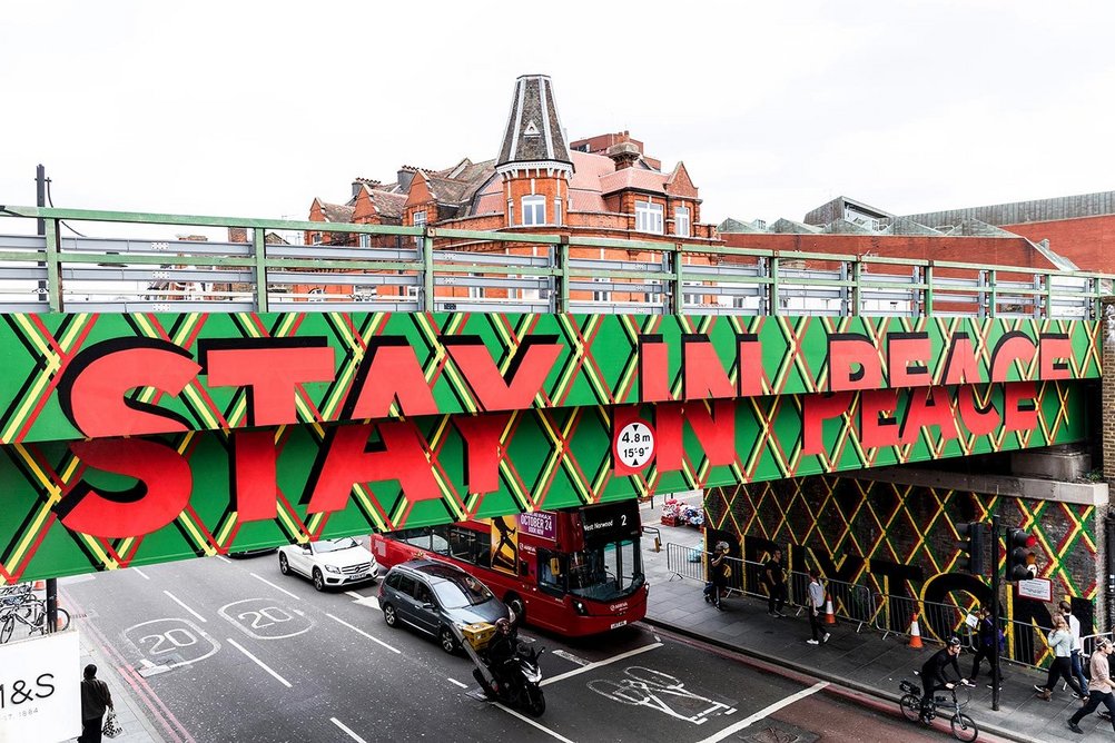 RESOLVE Collective and Farouk Agoro collaborated on Brixton Bridge in Brixton, London, 2018.