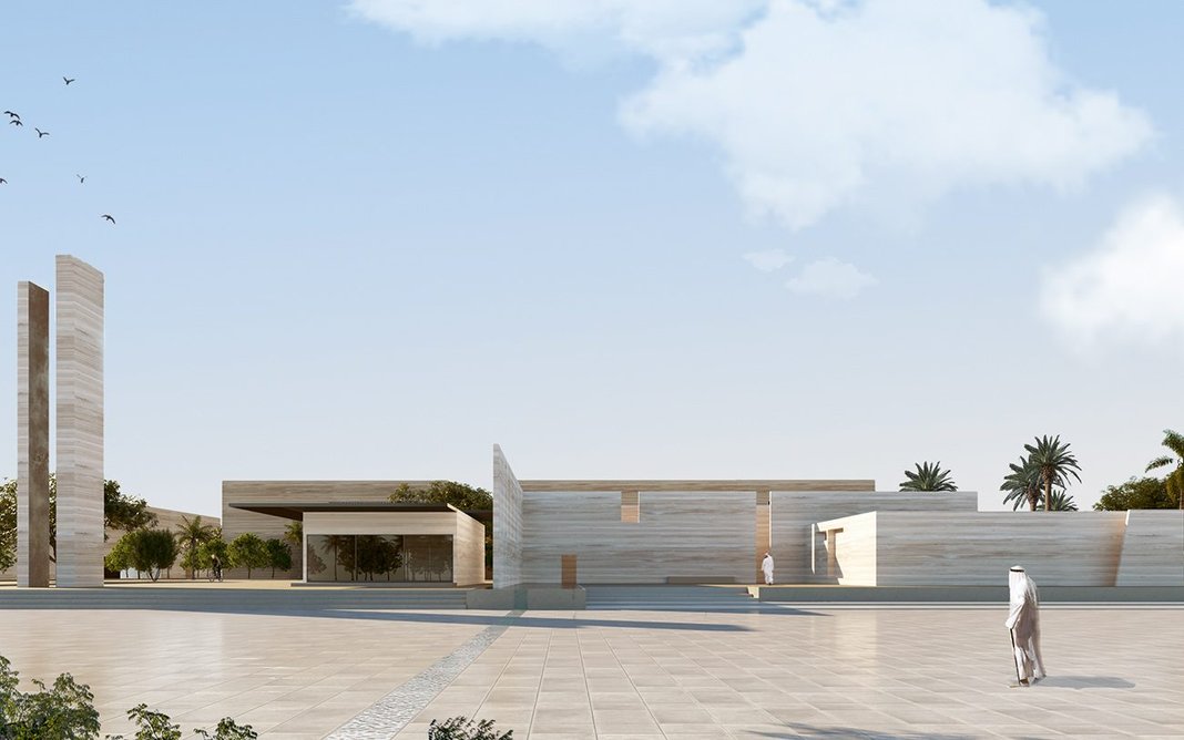Syn Architects’  unbuilt rammed earth mosque in Riyadh blends Najdi and  contemporary themes.