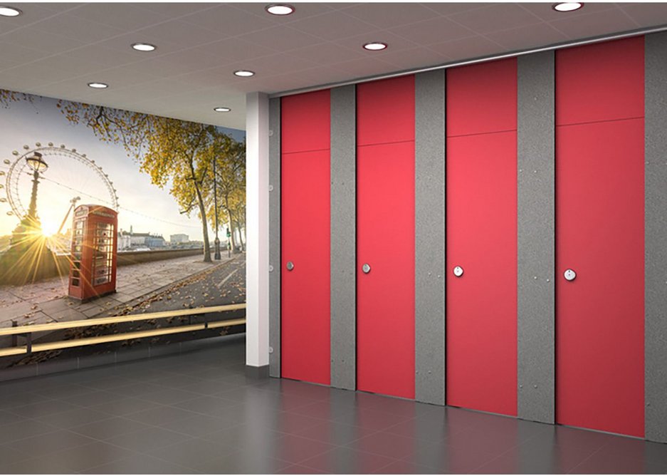 Trovex hygienic wall cladding at commercial washrooms.