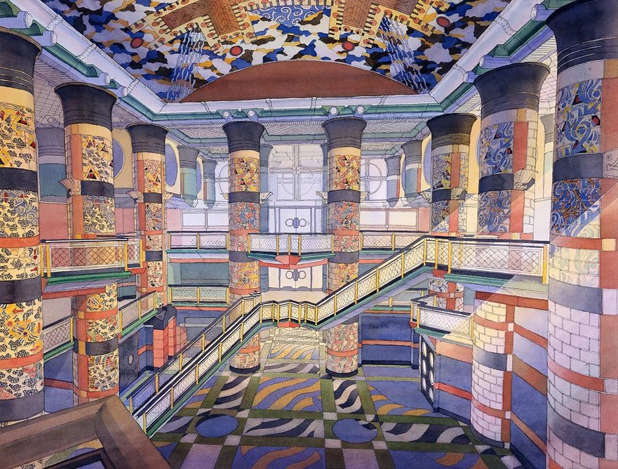 Ornament is definitely not crime. Tanya Hunter’s rendered perspective of the proposed  interior of Duncan Hall, Rice University, Texas.