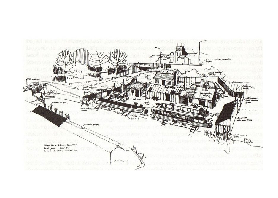 Peter White's 1970s design for a canalside boatyard at the Blackcountry Museum in Dudley
