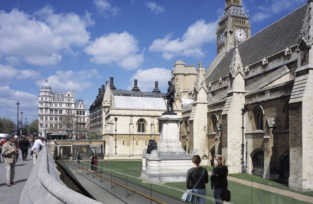 Visitor reception building for the Palace of Westminster, the only significant extension to the palace since it was built in the 1800s.