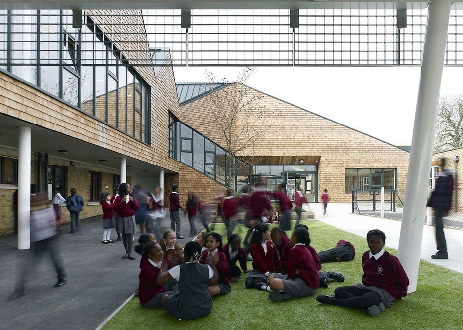 Pegasus Academy by Hayhurst and Co is an example of the public architecture commissioned at Croydon Council while Finn was working there.