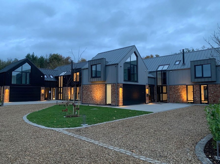 VM Zinc Quartz-zinc and Anthra-zinc standing seam roofing and cladding at 12 luxury properties at Bilton Fields Farm on the outskirts of Rugby, Warwickshire.