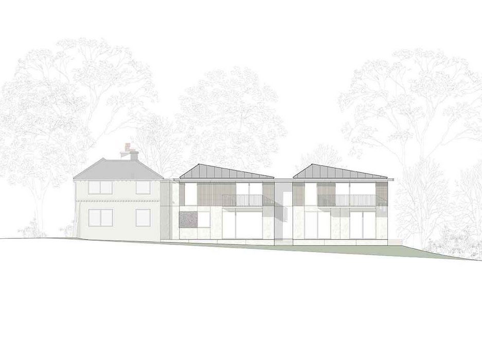 Rear elevation of Cherry Tree House, designed by Guttfield Architecture.