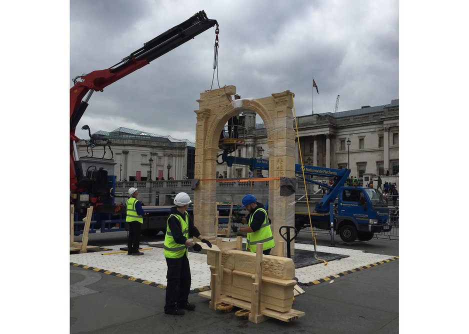 Construction in Trafalgar Square.