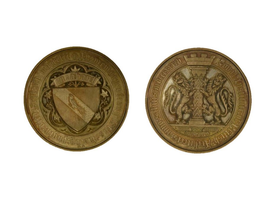 Pugin Studentship Medal. Designed by J T Foot, 1863. Awarded to J J Joass in 1893