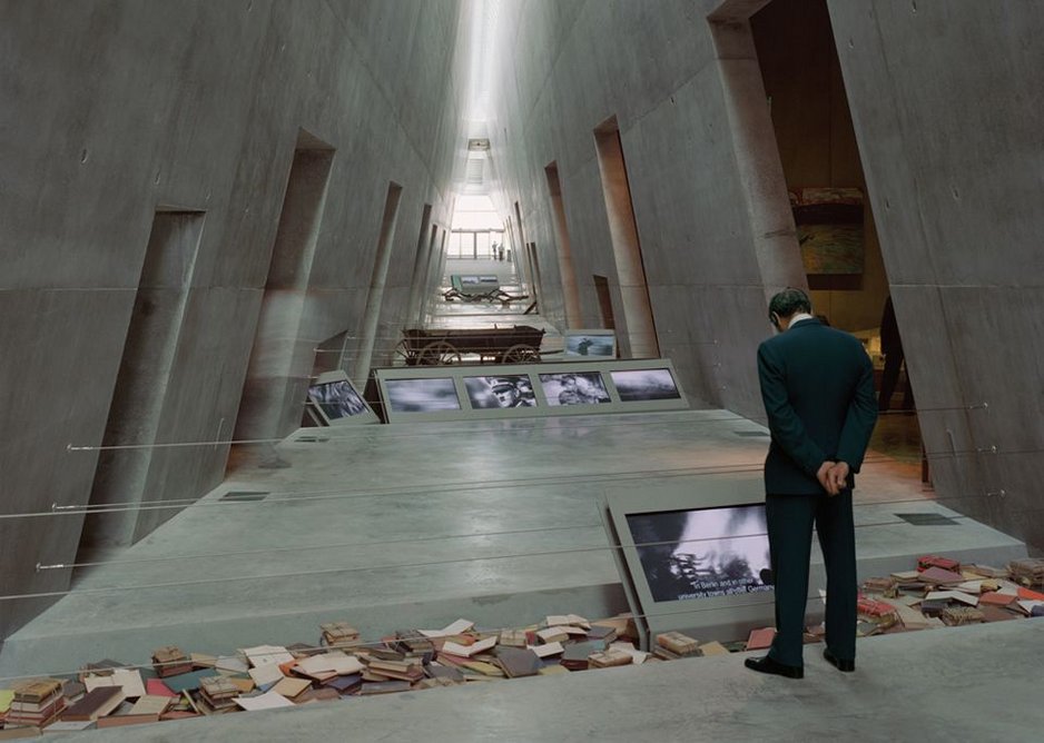 The long prism at the heart of Yad Vashem Museum, Jerusalem.