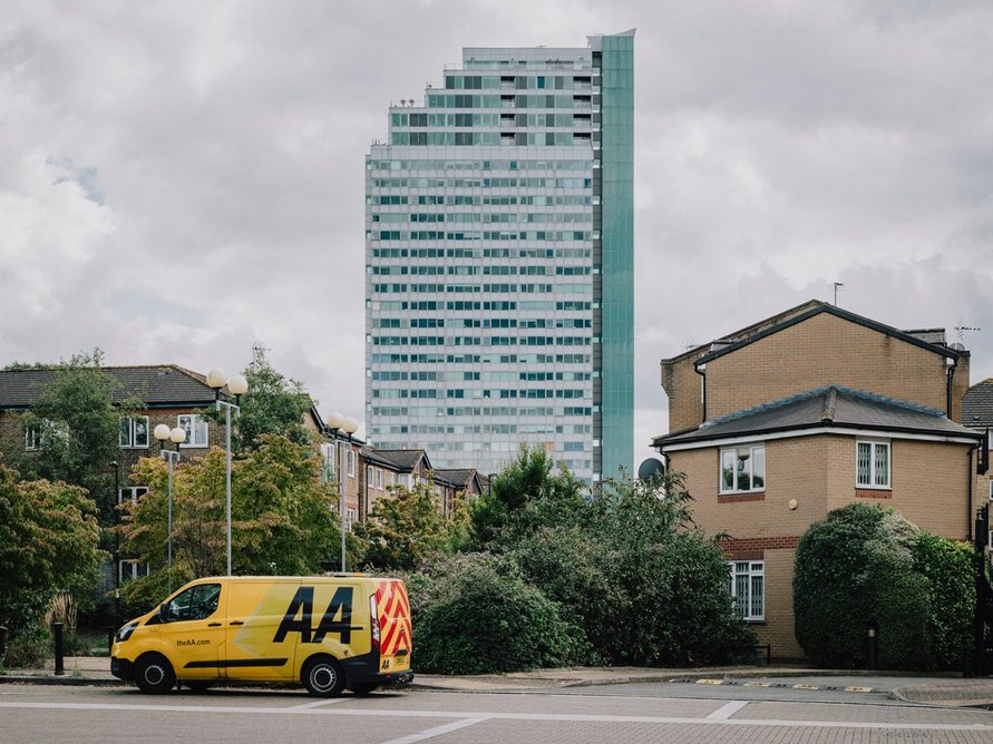 Photo by Gareth Gardner from the Scissors series, part of Boundary Conditions, an exhibition at the Gareth Gardner Gallery inspired by Manplan. The Scissors series documents the remaining towers of this type on the Pepys Estate in London’s Deptford. The tower pictured was sold to developers for private redevelopment in 2006.