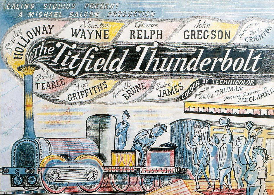 Titfield Thunderbolt artwork, original artwork for Ealing Studios film poster, 1953.