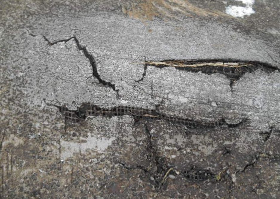 Temperature variations between ponded and dry areas can result in cracking.