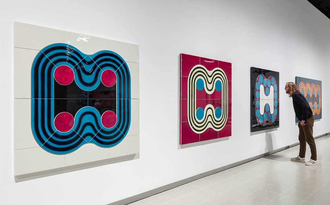 Installation view of work from Lubna Chowdhary’s Sign series at Strange Clay - Ceramics in Contemporary Art, at the Hayward Gallery (until 8 January 2023). Photo Mark Blower. Courtesy the Hayward Gallery