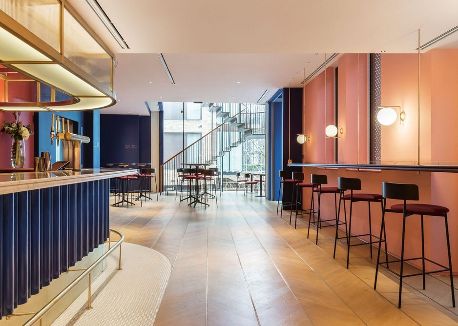 The main bar at first floor level – interiors designed by SODA with a 1950s flavour.