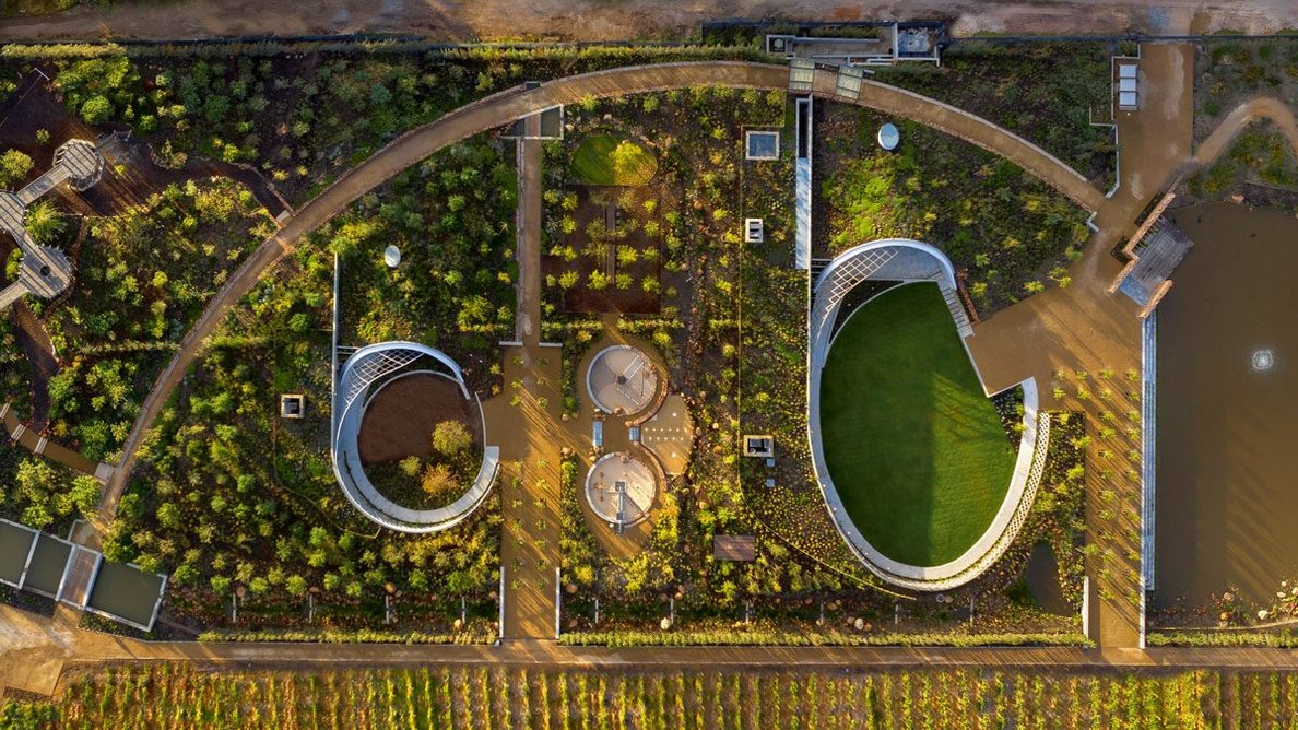 Aerial view of the garden café.