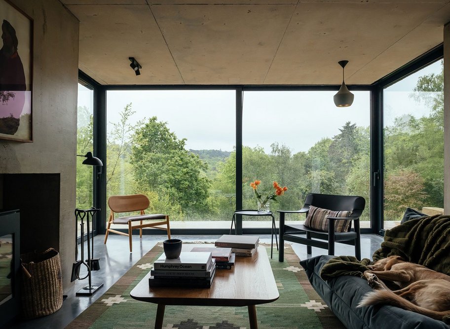 Facing west out of the new living room over the valley.