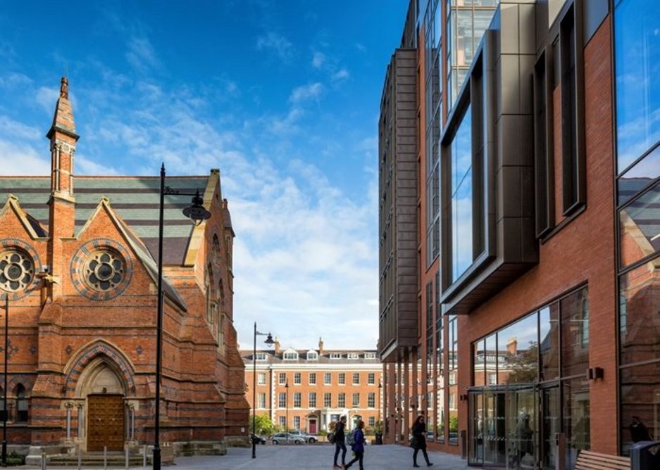 Main Site Tower and Peter Froggatt Centre, Queens University Belfast, Belfast.