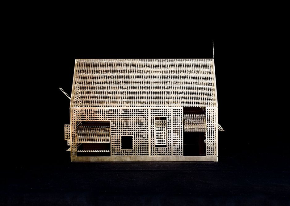 Studio Weave's perforated brass model of Weston Super Mare tourist information centre