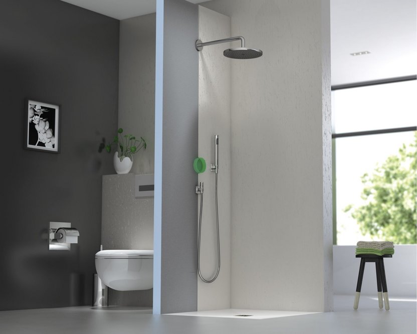 Featuring factory-integrated, sealed hot and cold water pipes and a Hansgrohe iBox, the new Wedi Sanwell shower wall module guarantees a safe, simple and fast installation.