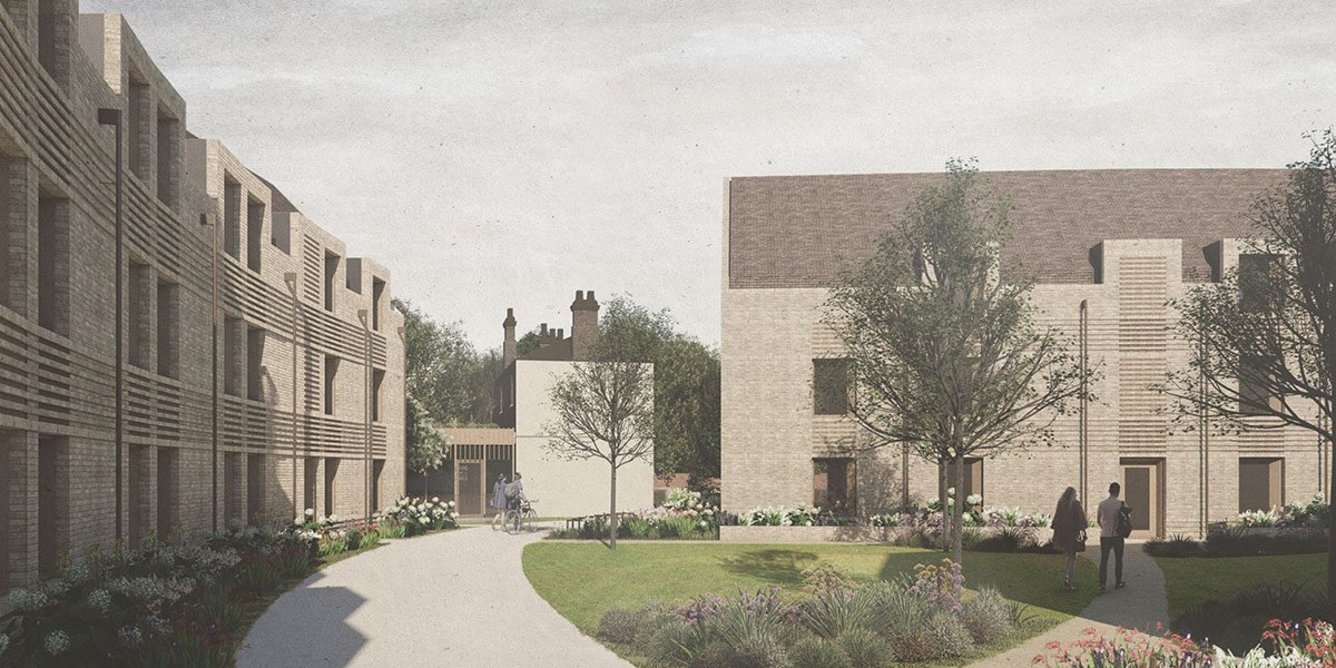 The Passivehaus Croft Gardens student accommodation for King’s College Cambridge is designed by FCB Studios to last 100 years. A CLT structure and timber lining should sequester a substantial amount of carbon allowing it to be carbon negative for the first 7-10 years of operation.