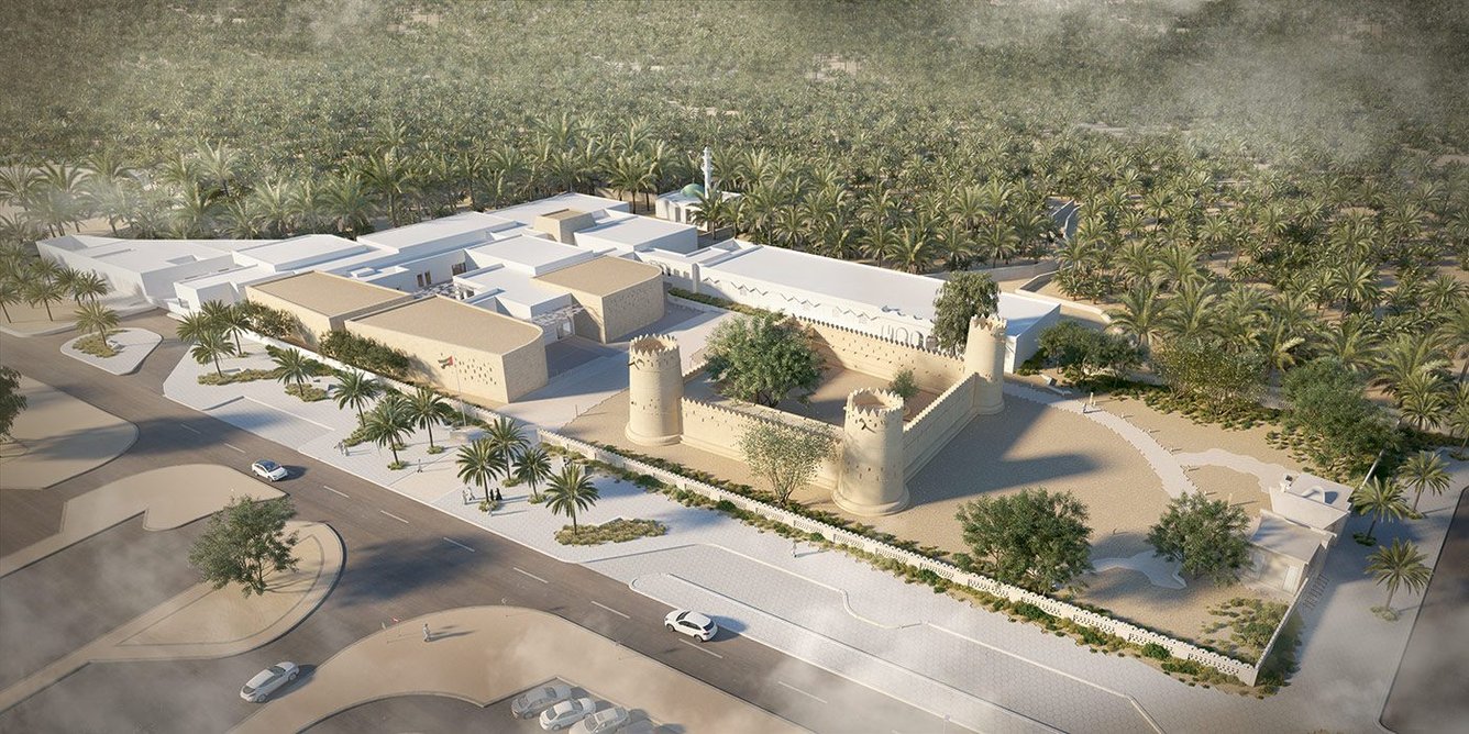 Al Ain Museum, under construction in Abu Dhabi, weaves together the new building with the existing museum (1971), Sultan Fort, (1910), Al Ain oasis and archaeology.