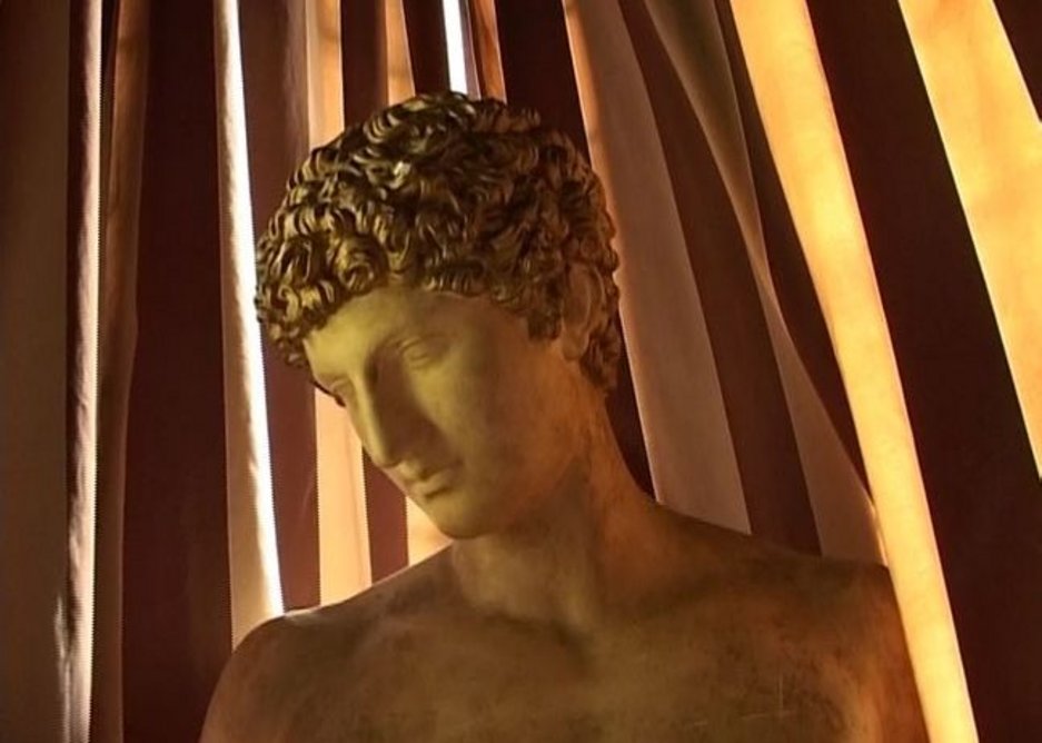 One of the countless statues adorning Gabriele D'Annunzio's Villa Cargnacco in Gardone Riviera, Italy, designed by Giancarlo Maroni (1921-55). From D’Annunzio’s Cave, a film by Heinz Emigholz (2005).