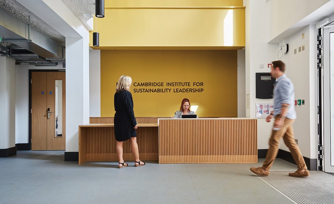 A reworked reception desk at the entrance to Entopia.