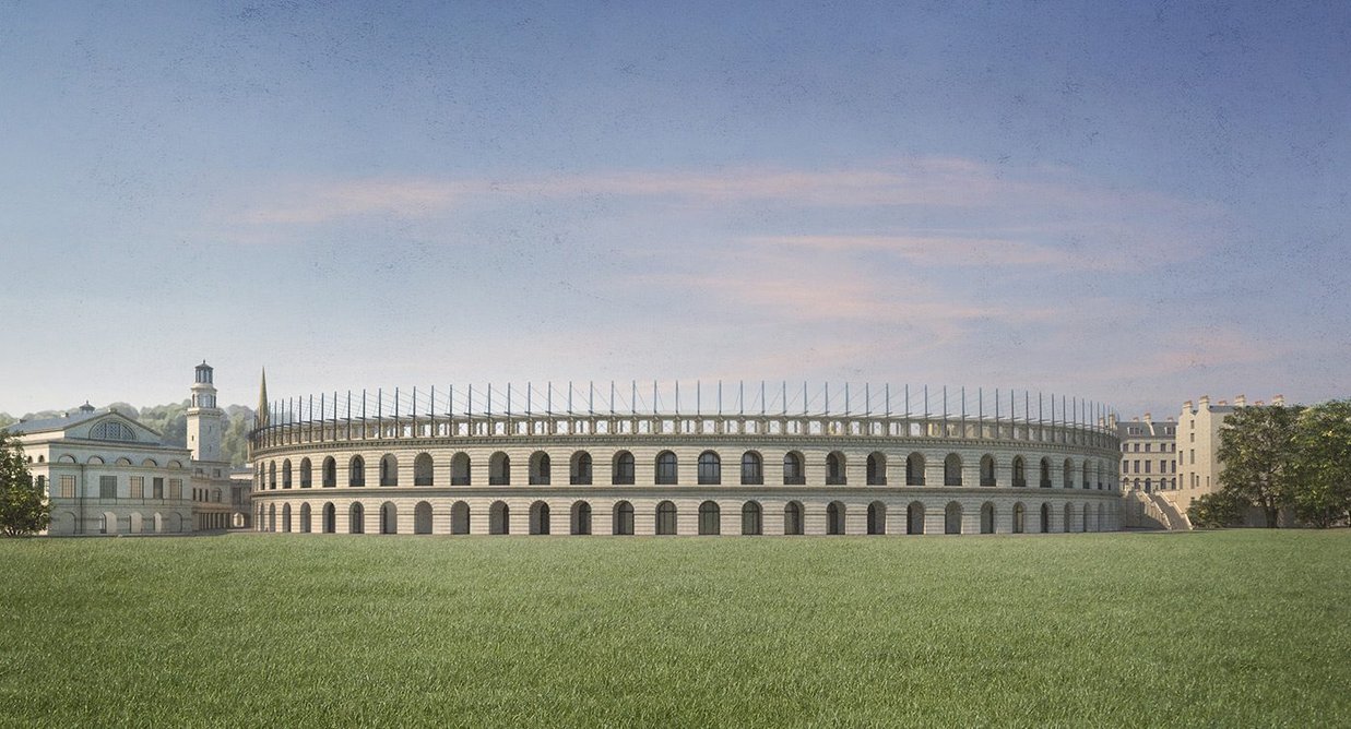 How Apollodorus' proposed stadium would look from Bath Recreation Ground where a new rugby stadium is planned.