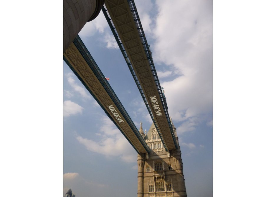 Visualisation of the Tower Bridge walkways from below.