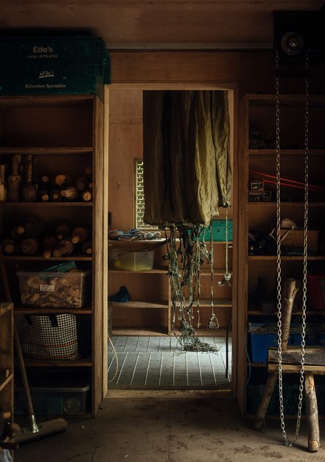 The parachute is stored in a tower inspired by Hasting’s fishing-net huts.