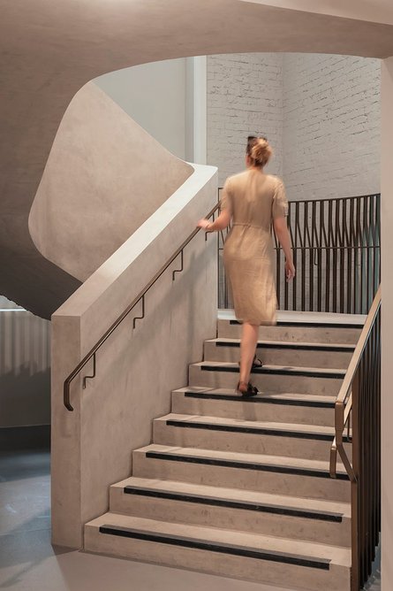 A new staircase leads down to the Mildred and Simon Palley Learning Centre.