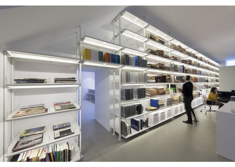 The archive inside the Norman Foster Foundation Archive and Library, Madrid.