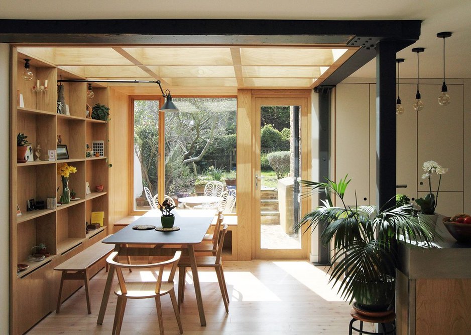 Interiors – Tufnell Park Road, London, by TYPE Studio. A lovely infill extension in chestnut and larch to a Victorian terrace house.