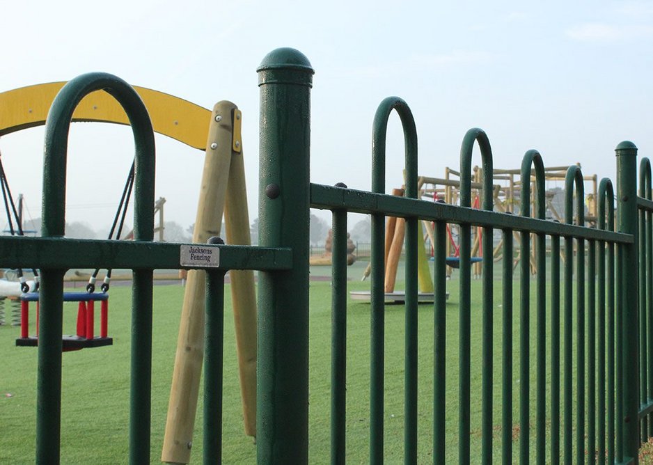 The fencing features a wider gap between each hoop above the top rail to prevent children getting their heads, necks or limbs stuck between pales.
