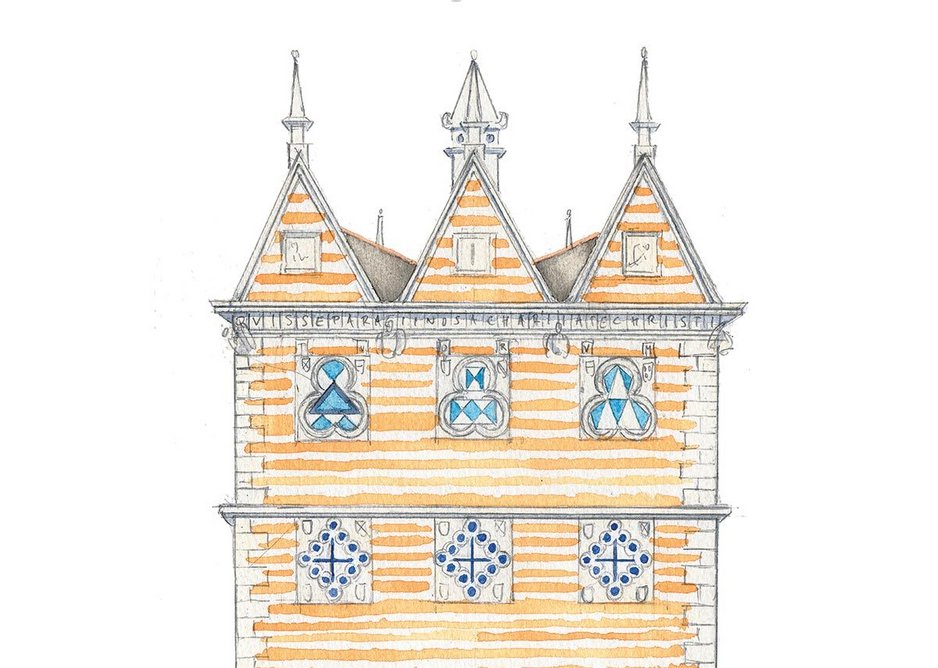 Rushton Triangular Lodge, Northamptonshire, described by the author as the sort of place you might bury a horcrux. Sketch by Rory Fraser.