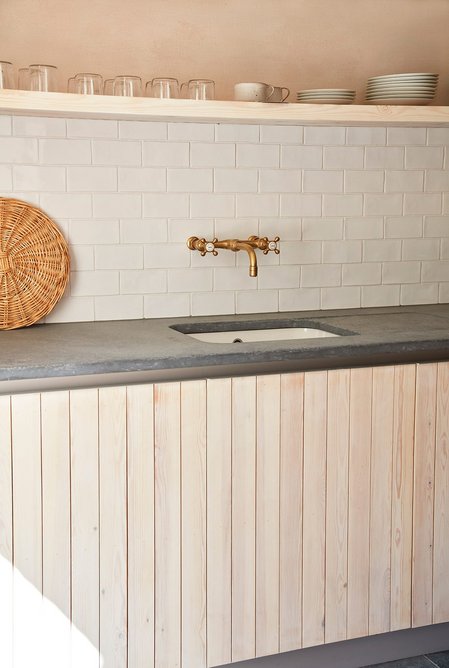 Kitchen at The Library House, hand-built by Danny Caka himself after the pandemic disrupted the supply chain of materials for the project.