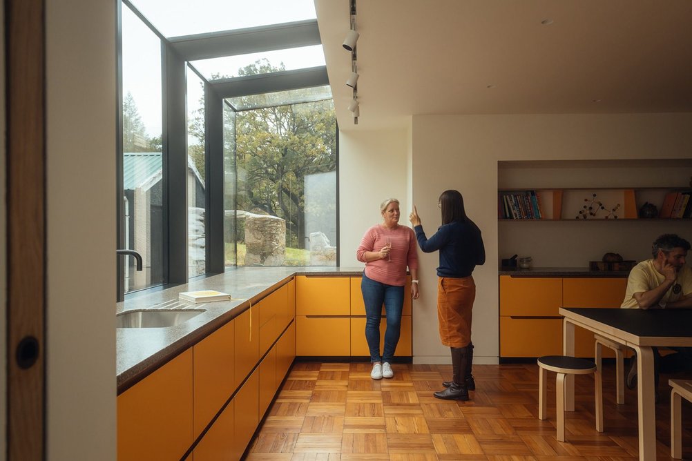 Large windows provide ample daylight and stunning rural views.