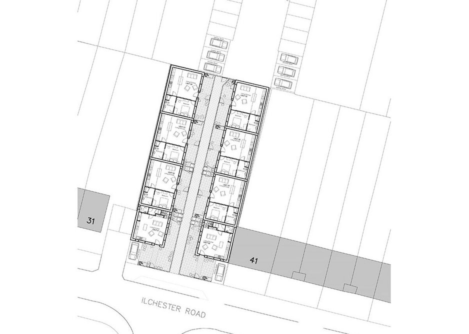 Ground plan of the eight homes.