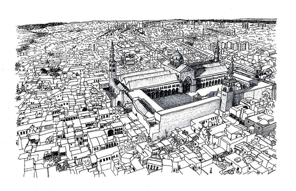 Damascus's fabric around the Great Umayyad Mosque, 1993.