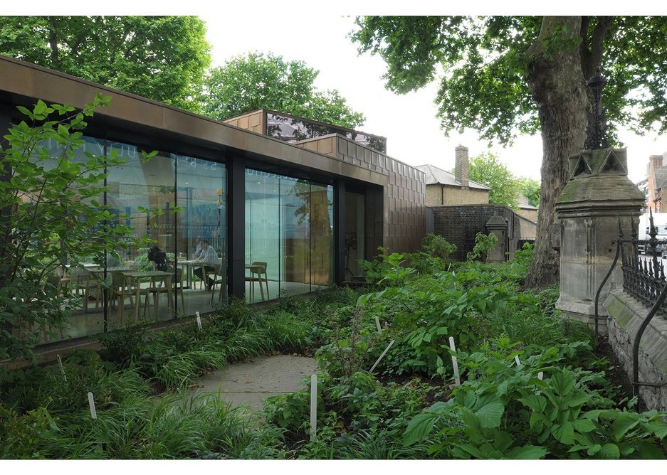 Designing between listed plane trees proves worthwhile when you feel the full shady effect in the summer.
