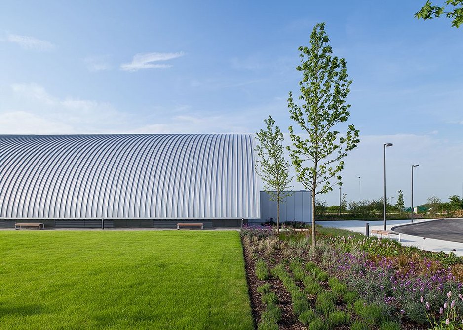 The Hangar curving out of its landscape like its cousins at RAF Hullavington.