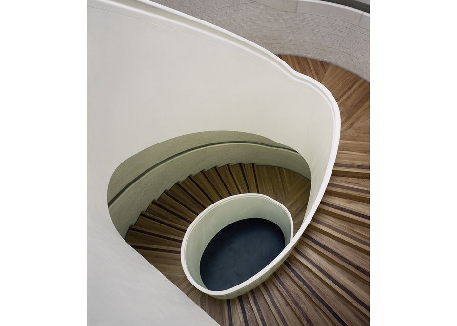 Digitally engineered, the brick, concrete and oak stairwell is, in itself, a technical marvel.