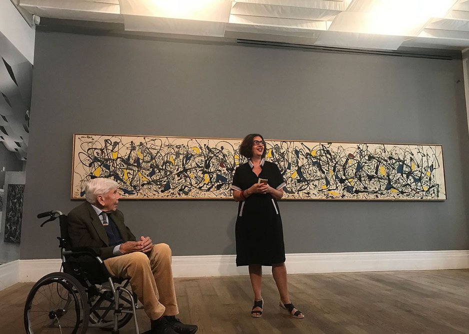 Trevor Dannatt at Staging Jackson Pollock, an exhibition at the Whitechapel Gallery to mark the 60th anniversary of the Jackson Pollock exhibition in 1958.