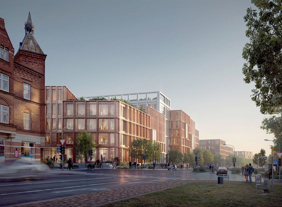 WoodHub, Odense, Denmark, C.F. Møller Architects, 2021–2026. The largest timber building in Denmark, this new government office hub in Odense will house 1,600 public employees.