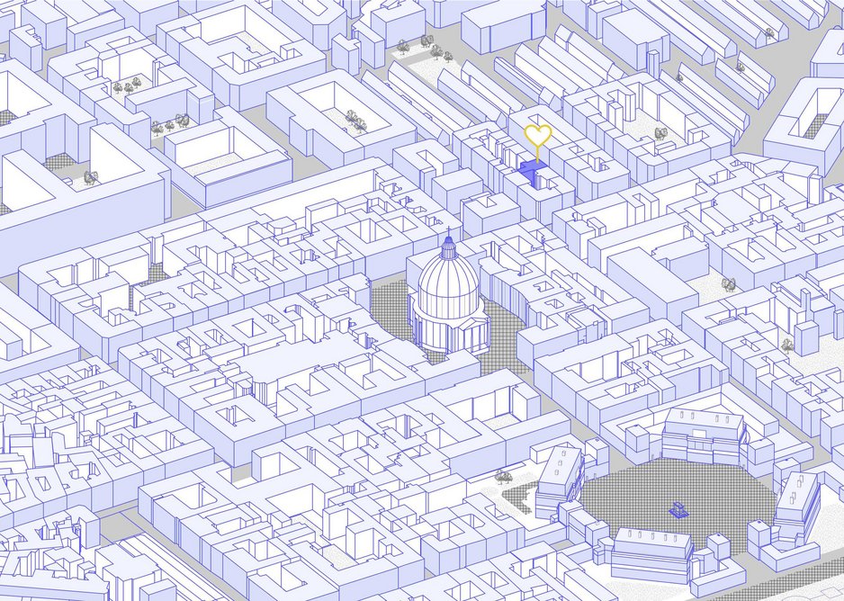 The urban form of Copenhagen's centre showing the public spaces and monuments alongside essential services, everything within walking distance.